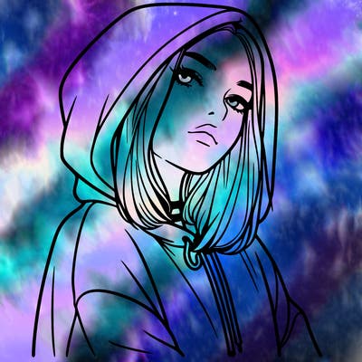 a realistic girl in a hoodie