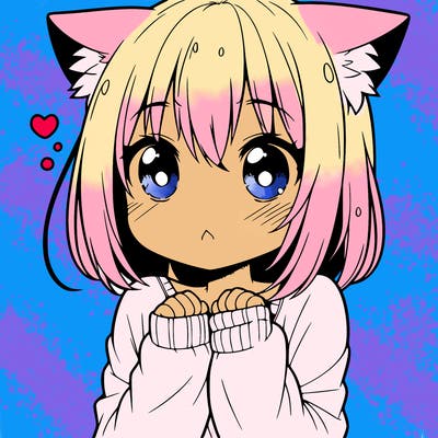 shy anime catgirl