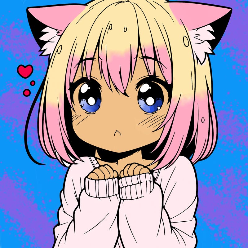 shy anime catgirl