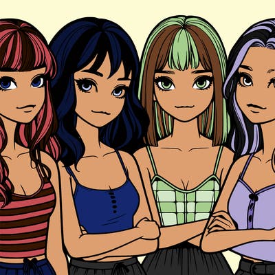 four realistic girls