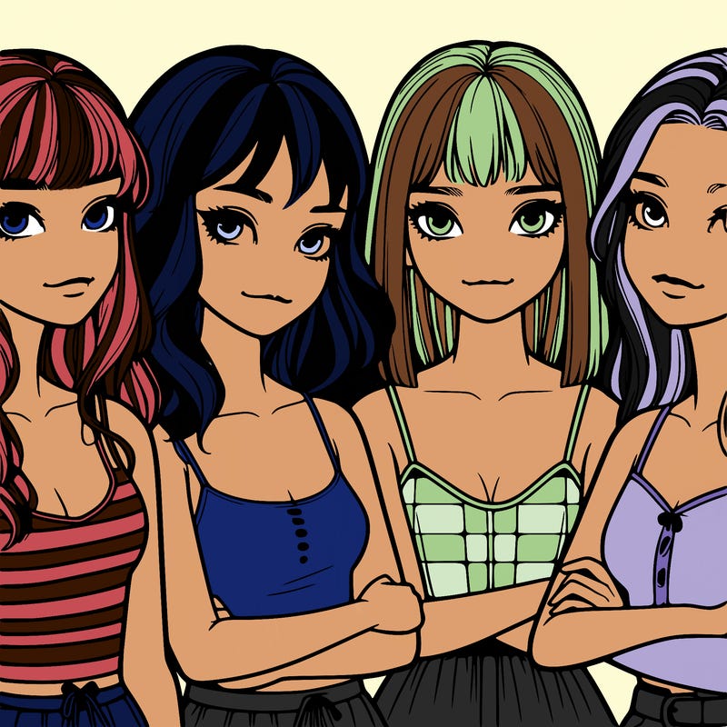 four realistic girls