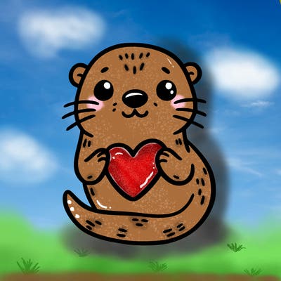 otter with a heart