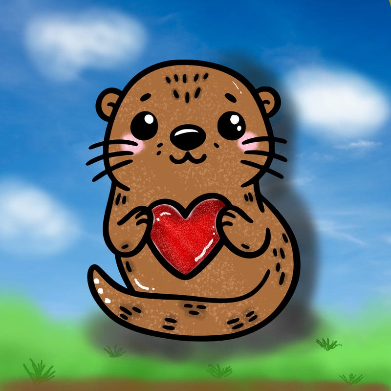 otter with a heart