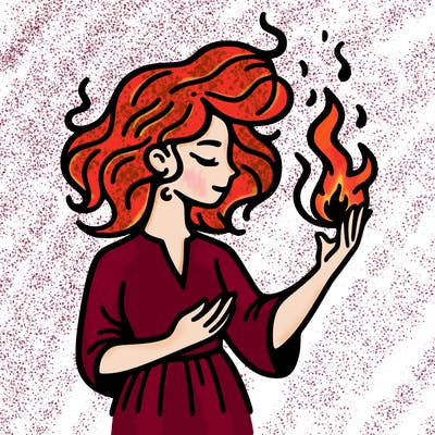 woman with fire