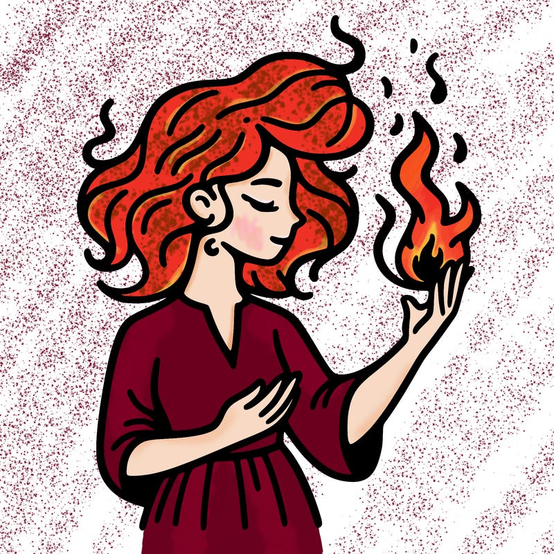 woman with fire