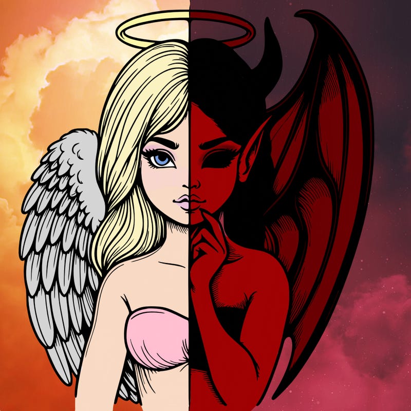 realistic angel half demon