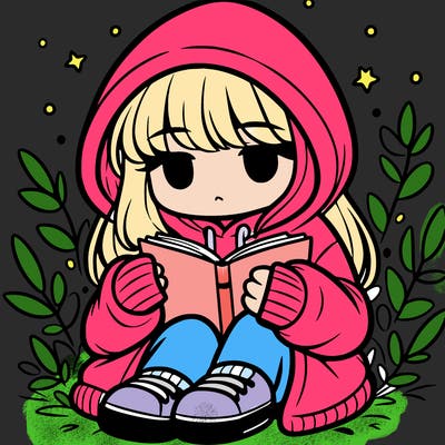 girl in oversized hoodie reading a book