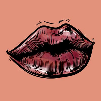 sketch of woman lips