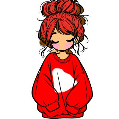 girl with baggy sweatshirt and messy bun
