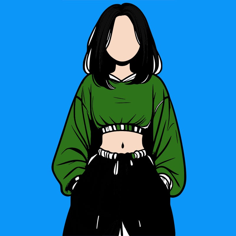 realistic girl faceless with baggy pants and a crop top