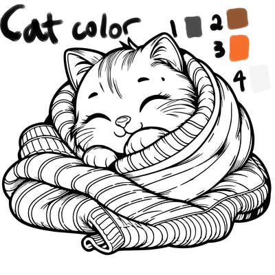 realistic cozy cat in a blanket