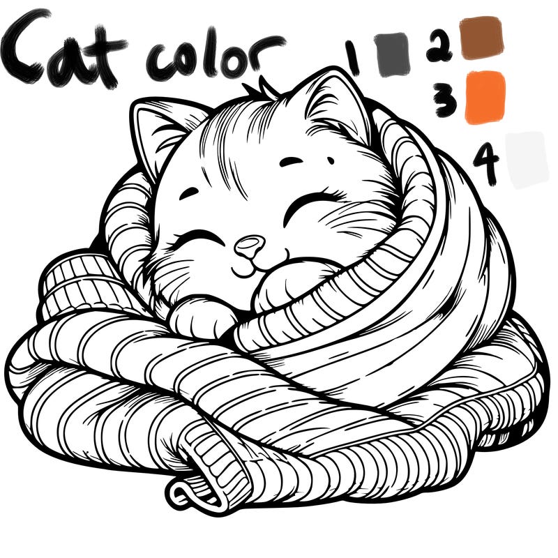 realistic cozy cat in a blanket
