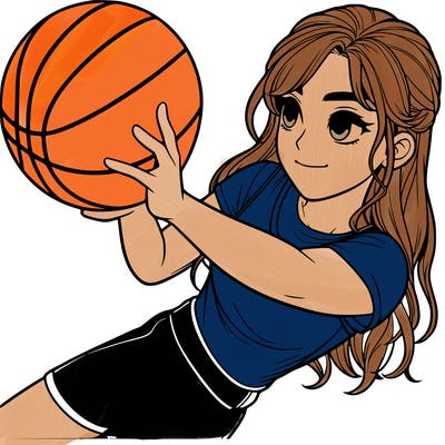 realistic girl playing basketball