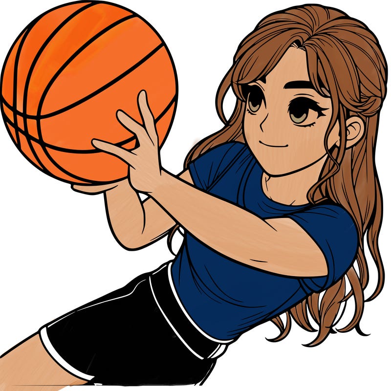 realistic girl playing basketball