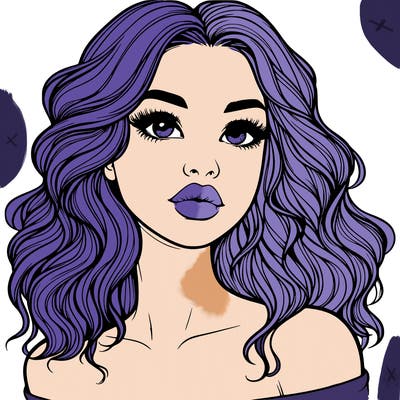 realistic girl with wavy hair and lips