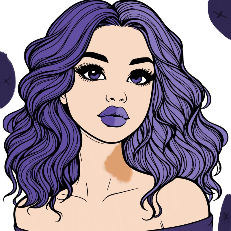 realistic girl with wavy hair and lips