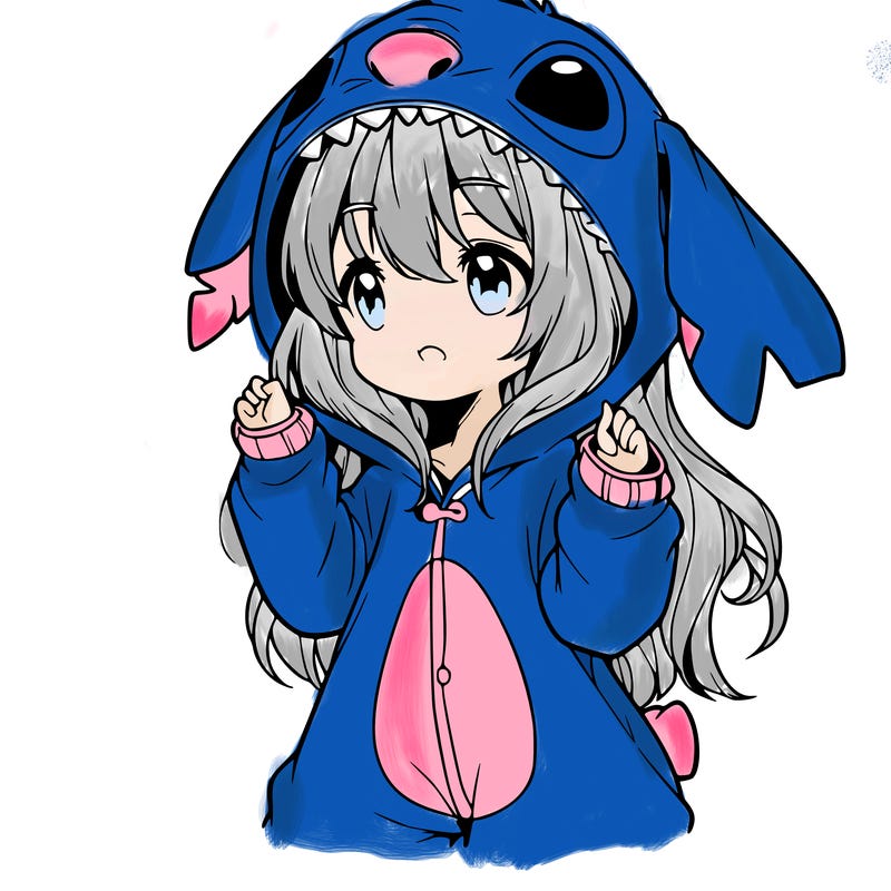 anime girl in a stitch onsie
