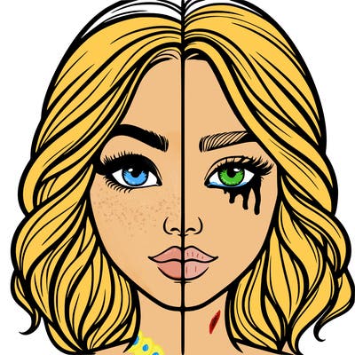 realistic girl split half