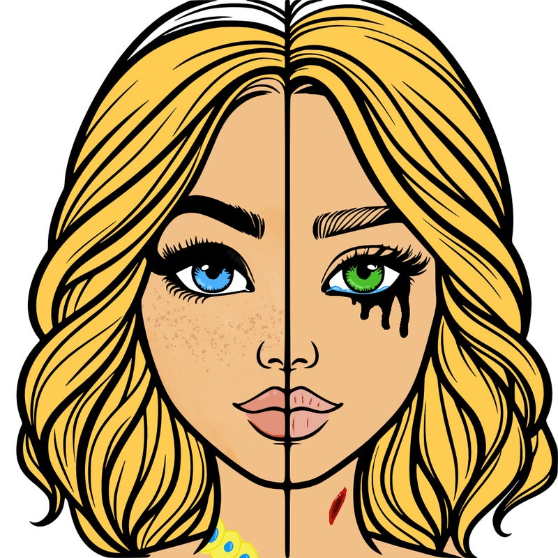 realistic girl split half