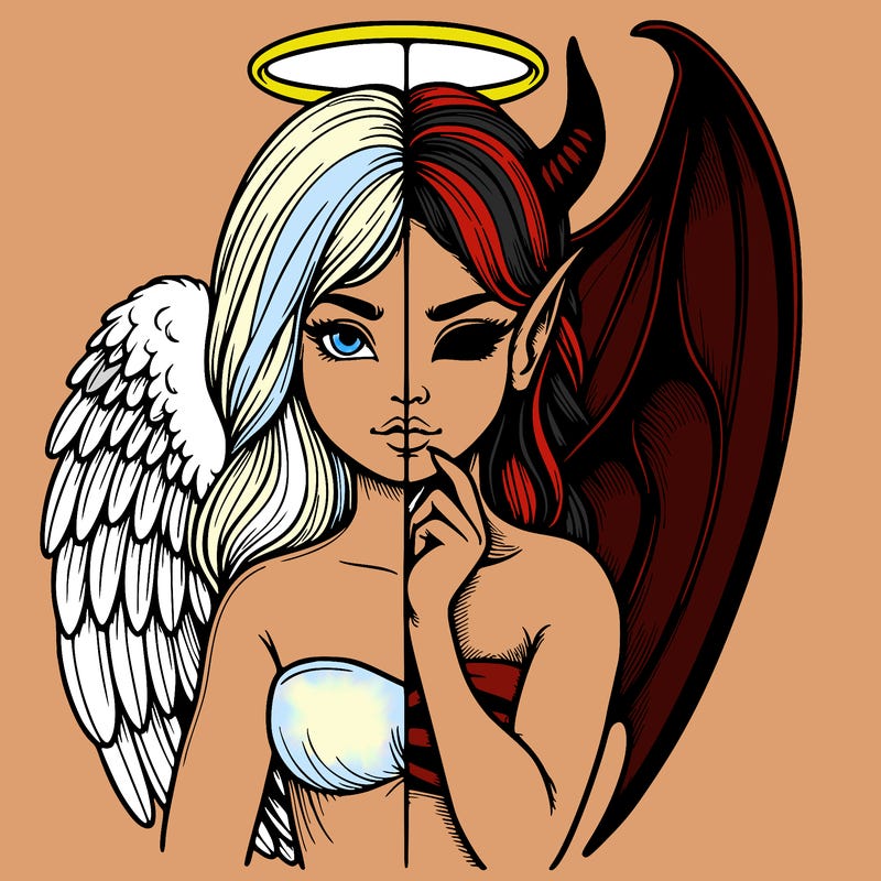 realistic angel half demon