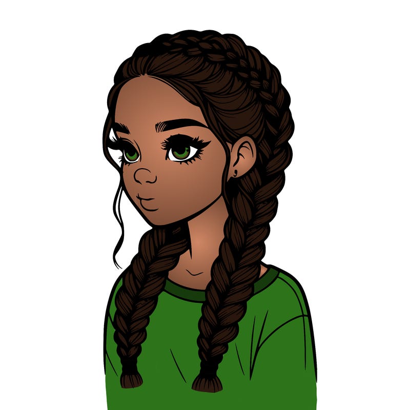 realistic girl with braids