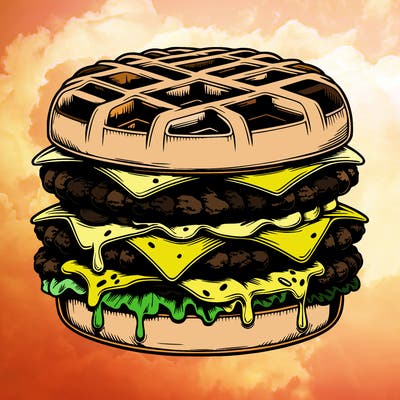 realistic waffle burger