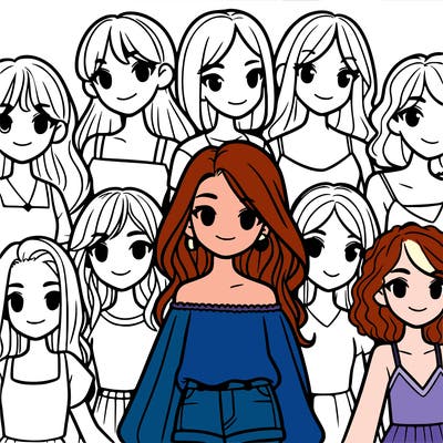 realistic girls in group