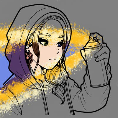 a realistic girl, spray painting