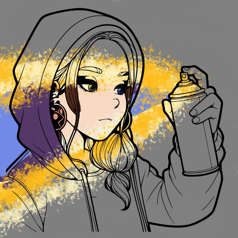 a realistic girl, spray painting