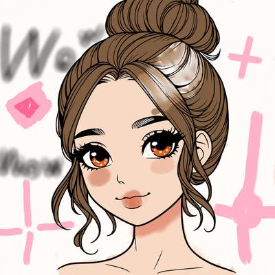 realistic pretty girl with hair in bun
