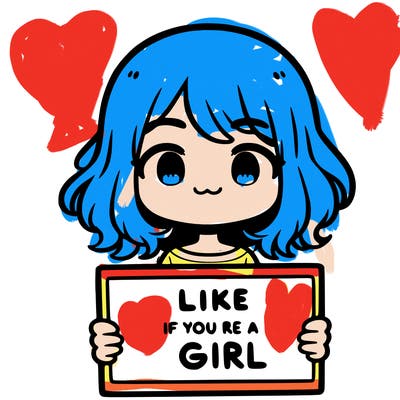 a cute girl holding a sign that says like if you’re a girl