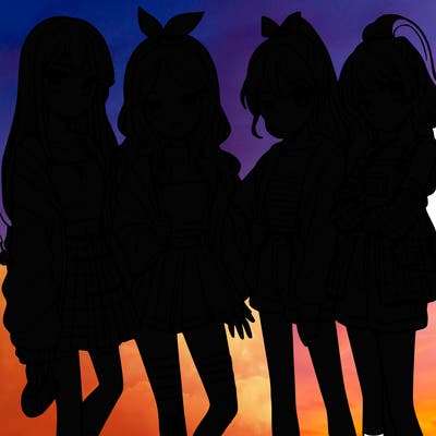 teen manga girls group of 4
