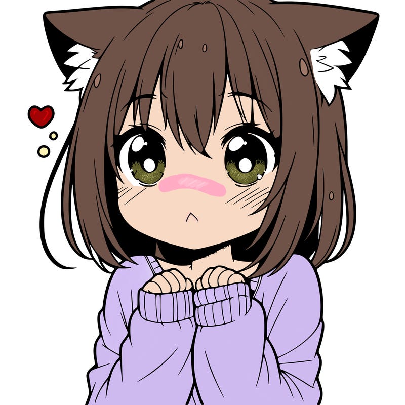 shy anime catgirl