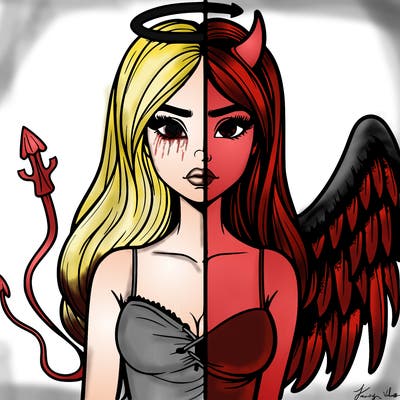 devil vs angel realistic girl