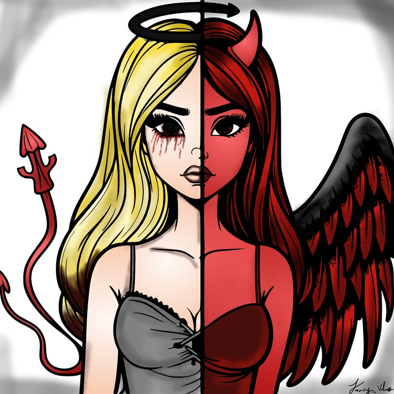 devil vs angel realistic girl