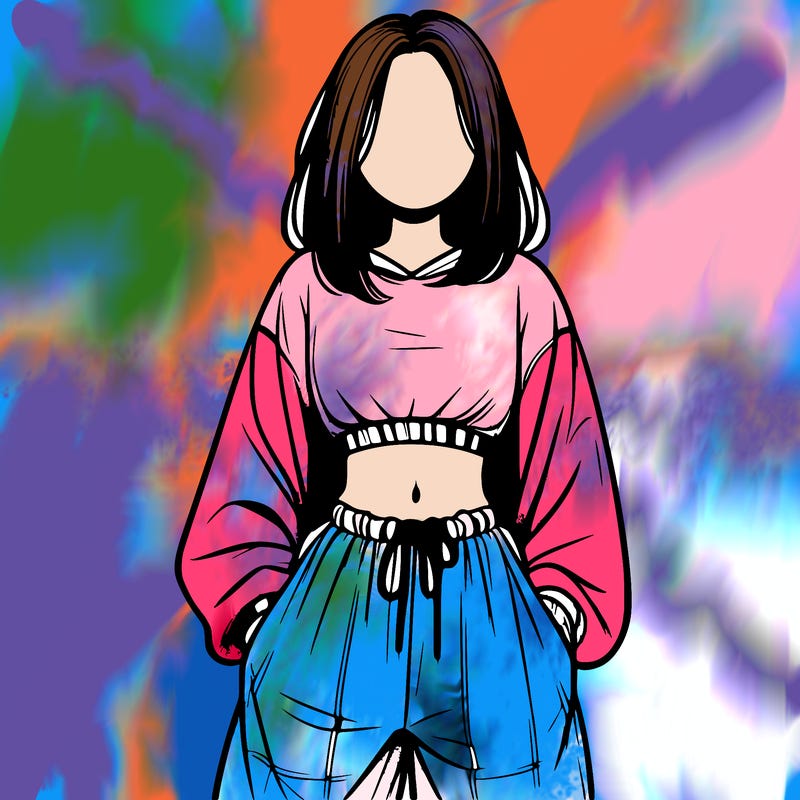 realistic girl faceless with baggy pants and a crop top