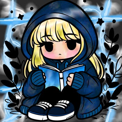 girl in oversized hoodie reading a book