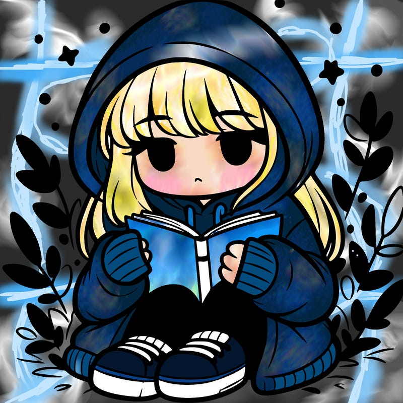 girl in oversized hoodie reading a book