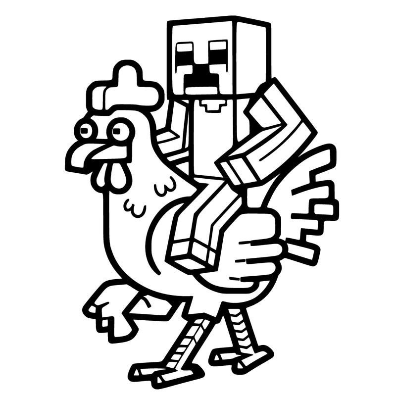 minecraft zombie riding a minecraft chicken