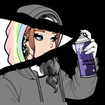 a realistic girl, spray painting