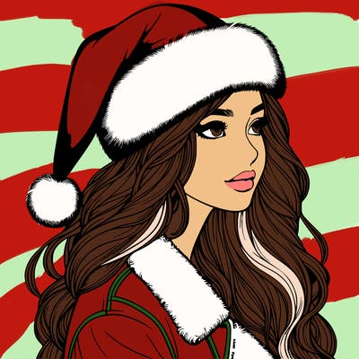 realistic girl in santa hat