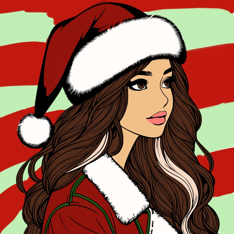 realistic girl in santa hat