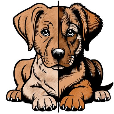 realistic dog split picture