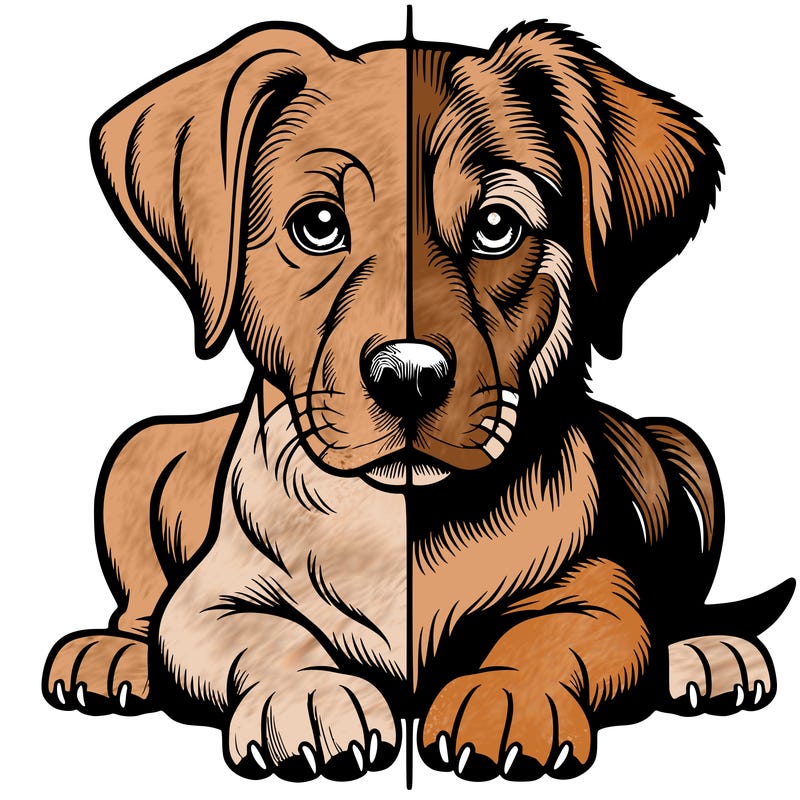 realistic dog split picture