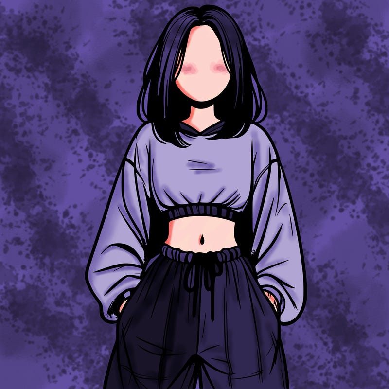 realistic girl faceless with baggy pants and a crop top