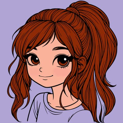 realistic girl with ponytail