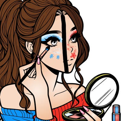 a realistic girl doing her makeup