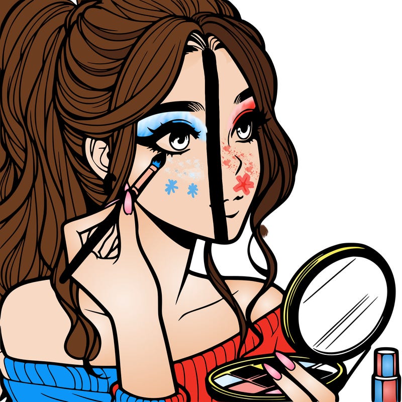 a realistic girl doing her makeup