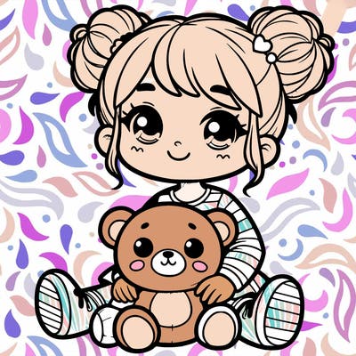 cute little girl with a big plush