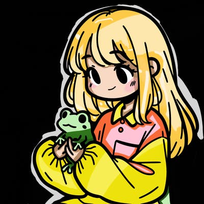 girl with long hair and a oversized shirt. and she is holding a frog